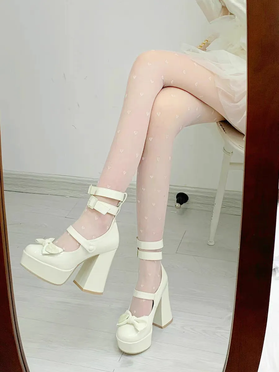 Cheese Mango Sweetheart Classic Luxury Platform Bow High Heels Shoes