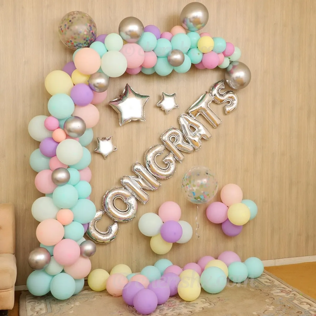 Congrats Pastel Letter Balloon Decoration Kit 68 Pcs