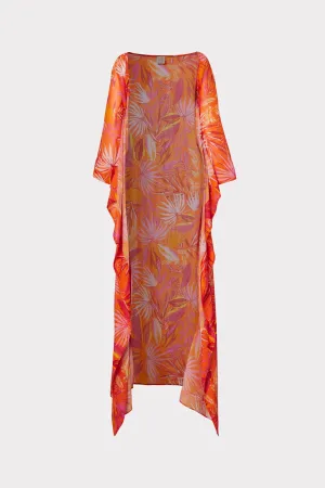 Davia Tropical Palm Print Caftan