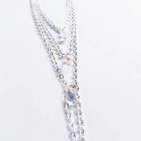 Elegant crystal teardrop 3 tiered necklace with attached nipple nooses or feel the sting with nipple clamps. BDSM, Submissive, DDLG