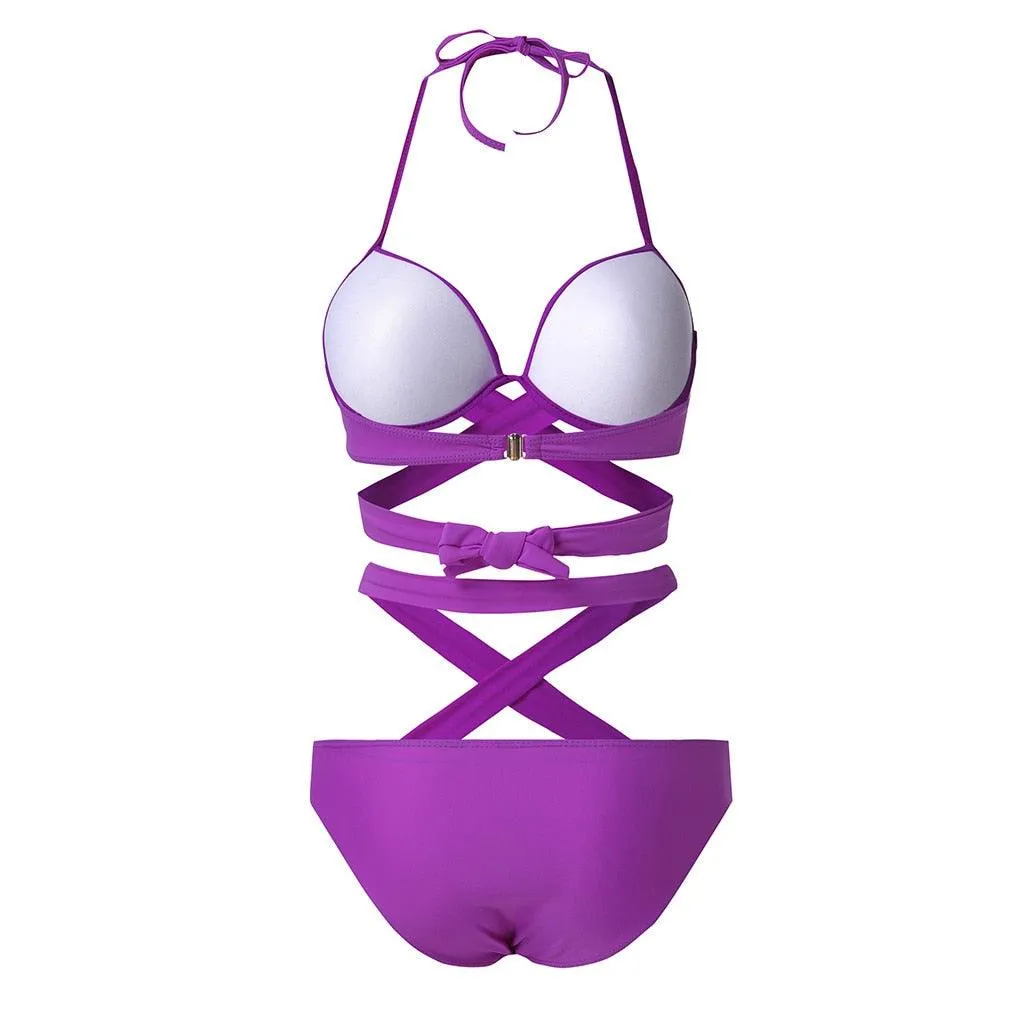 #H40 Pink V Neck One Piece Swimsuit