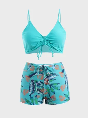 Midsize Flowery Butterfly-Shaped 2-Piece Swimsuit