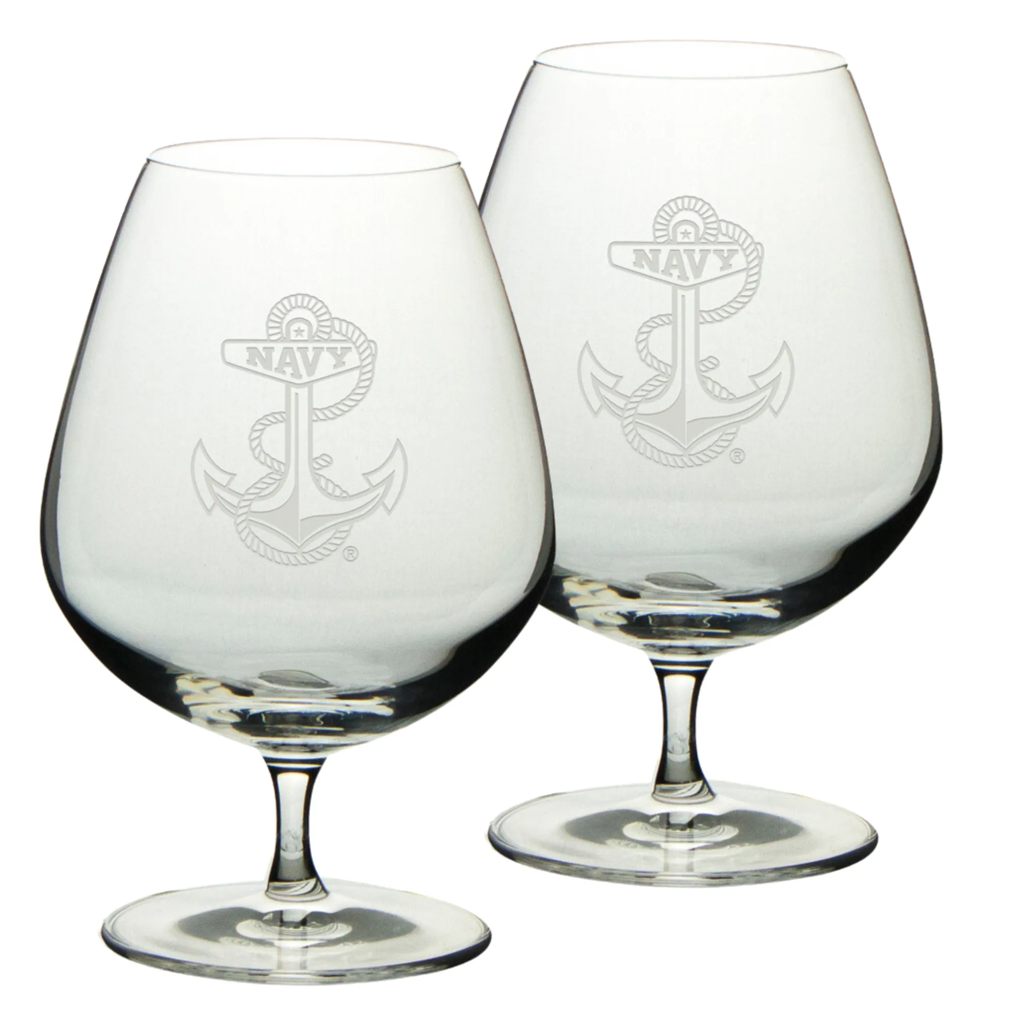 Navy Anchor Set of Two 21oz Brandy Snifter Glasses*