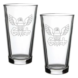 Navy Eagle Set of 2 16oz Pint Glasses*