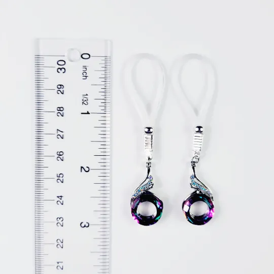 Non Piercing Peacock Nipple Dangles with Non Piercing Nipple Nooses Or Nipple Clamps. BDSM