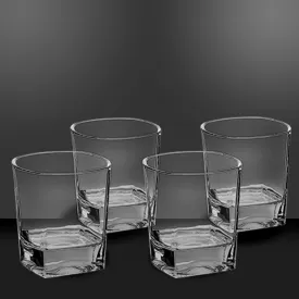 Set of 4 Rectangle Whiskey Glasses with Gift Box