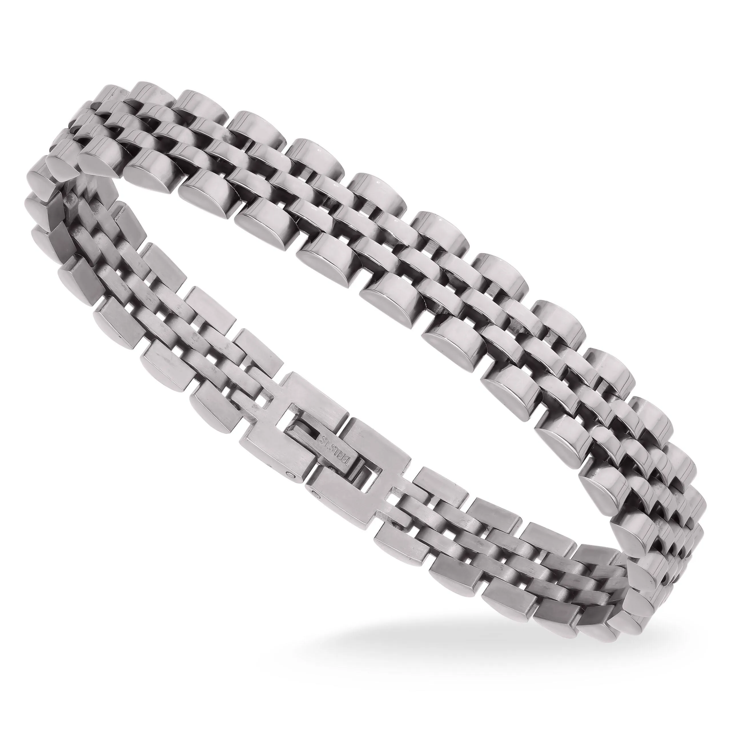 Silver Stainless Steel Link Silver Tone Bracelet