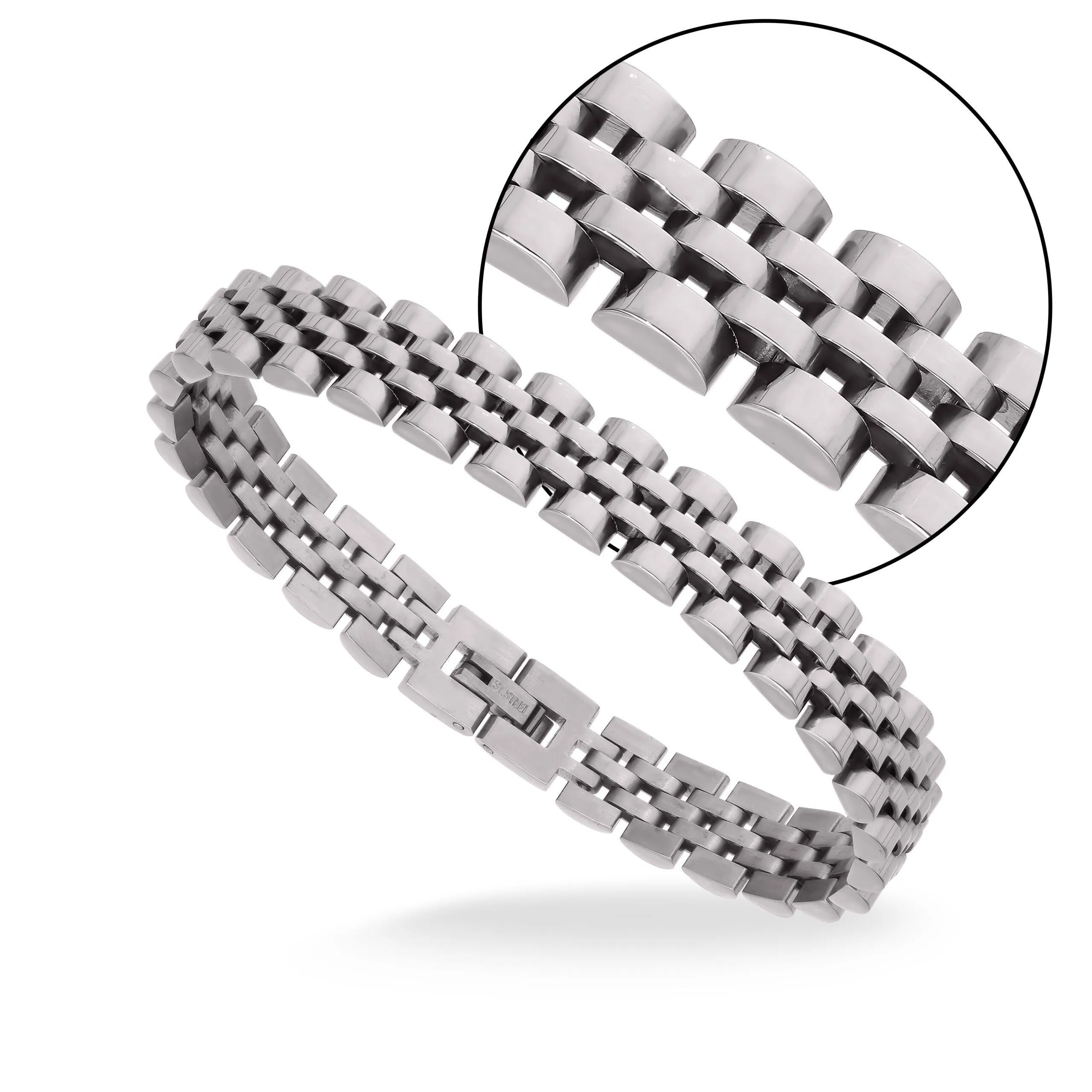 Silver Stainless Steel Link Silver Tone Bracelet