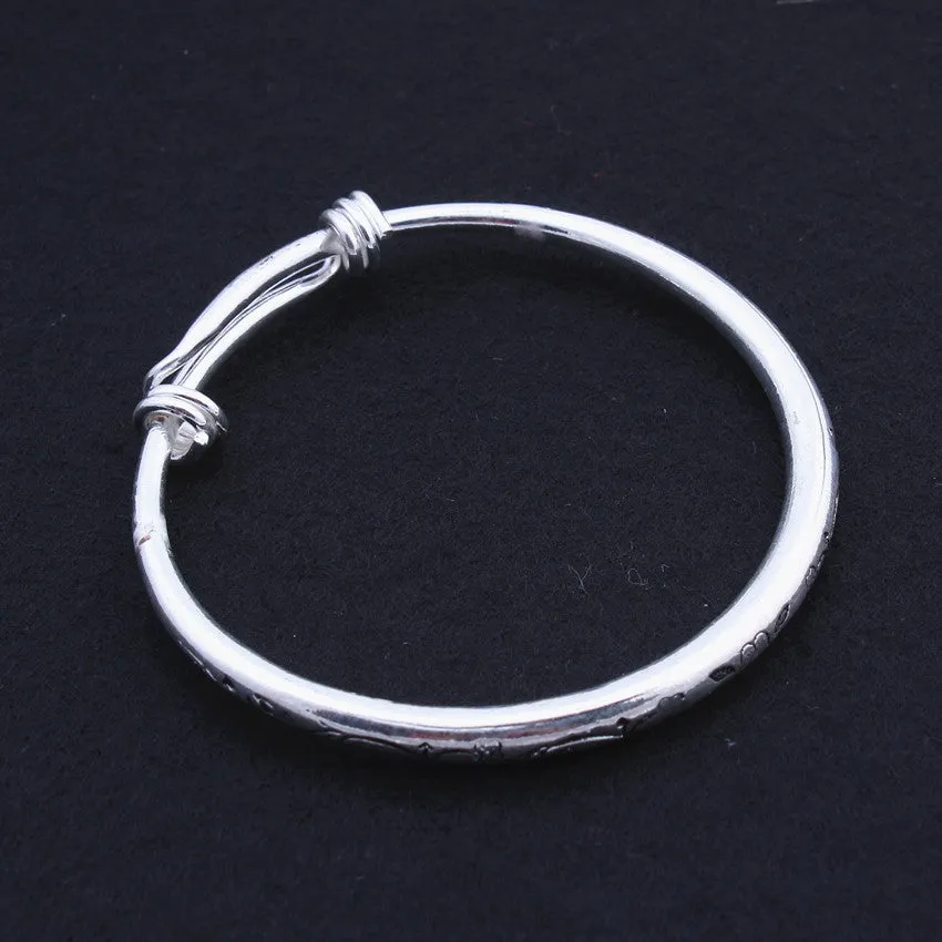 Tibetan Silver Seedling Carved Bracelet